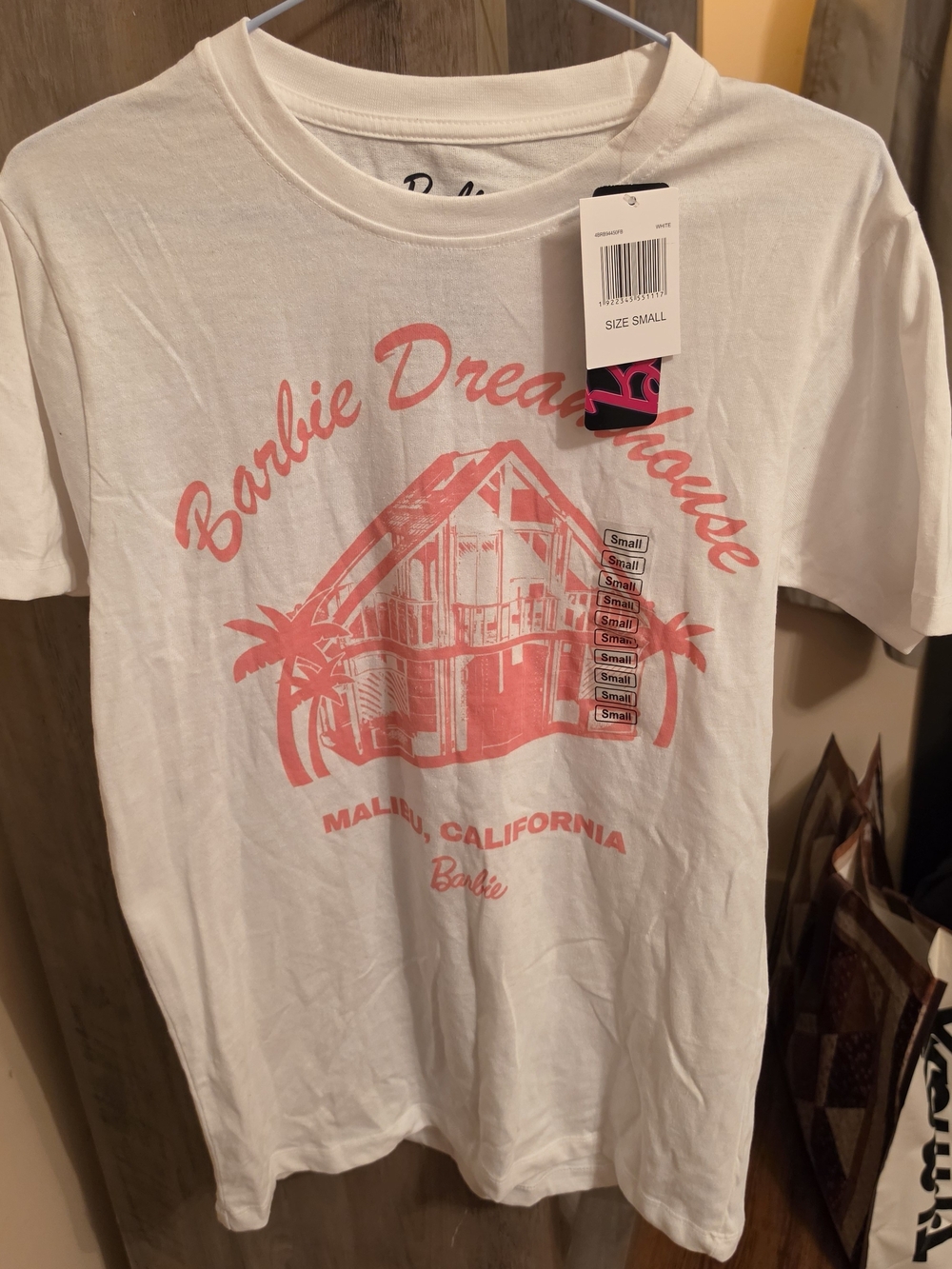 Barbie White Tee with Pink Dreamhouse Graphic